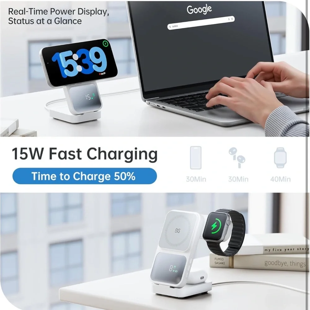 Versatile Wireless Charging Station - White